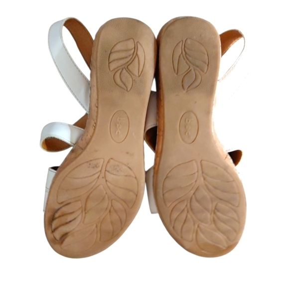 Born Schirra White Leather Comfort Sandal White Open Toe Wedge Size 9 M - Picture 8 of 11